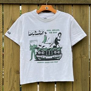 Made in Paradise “Ass, Grass, or Gas” Cropped Cotton Graphic Tee Size Small